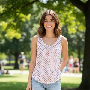 ⭐ Ann Taylor LOFT polka dot knit tank top XS